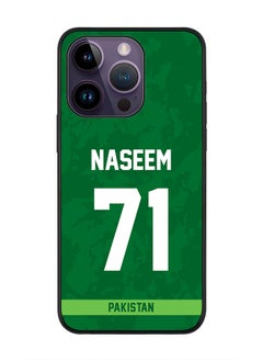 Rugged Black Edge Case iPhone 14 Pro, Slim fit Soft Case Flexible Rubber Edges Thin Cover - Player Name - Naseem Shah, Jersey Number- 71