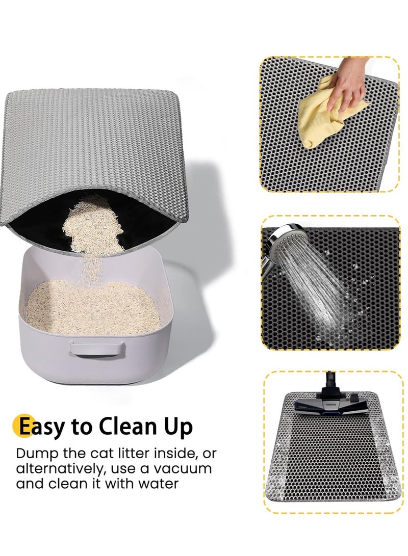 Generic Cat Litter Mat, 50*60cm Extra Large Honeycomb Double Layer Cat Litter Trapping Mat, Non Slip Waterproof Urine Proof Cat Litter Box Mat, Grey  - Image 3