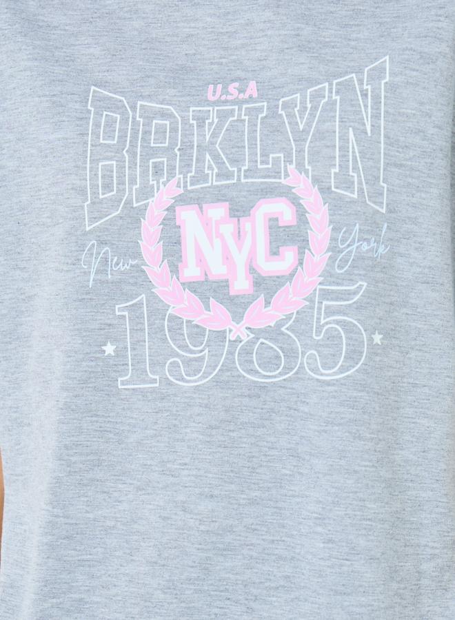 Styli NYC Graphic Drop Shoulder T-Shirt and Side Slit Pyjama Set - Image 4