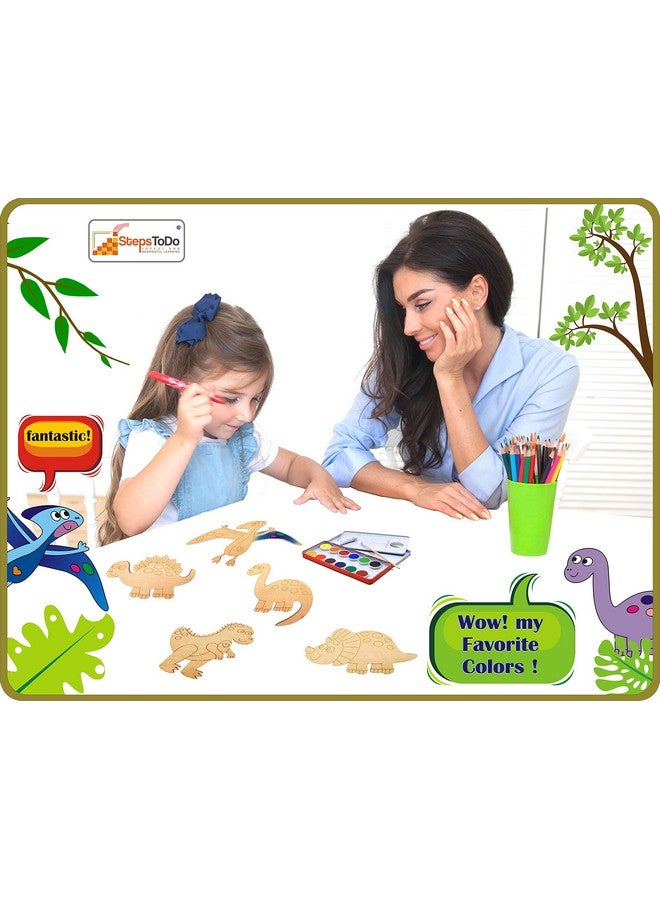 StepsToDo Fun with Dino. Kid's DIY Wooden Dinosaur Painting Craft Kit. Ideal for Home Schooling Activity - Image 3
