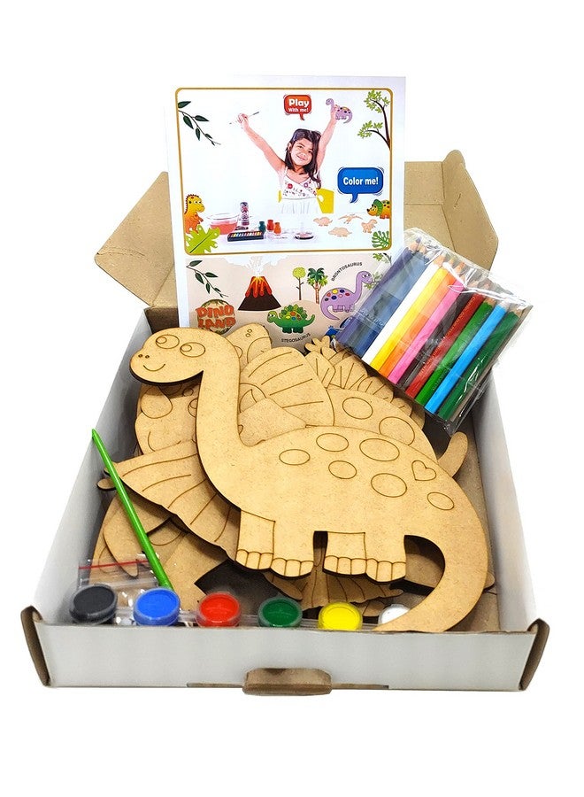 StepsToDo Fun with Dino. Kid's DIY Wooden Dinosaur Painting Craft Kit. Ideal for Home Schooling Activity - Image 2