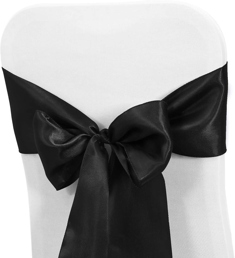 Obstal 10 PCS Satin Chair Sashes Bows for Wedding Reception- Universal Chair Cover Back Tie Supplies for Banquet, Party, Hotel Event Decorations - Image 1