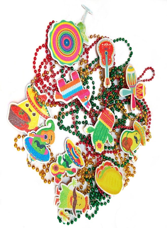 Becfupo 12 Pcs Cinco De Mayo Fiesta Beads Necklaces, Mexican Themed Party Beaded Necklaces For Mexican Fiesta Party Birthday Wedding Decoration - Image 4