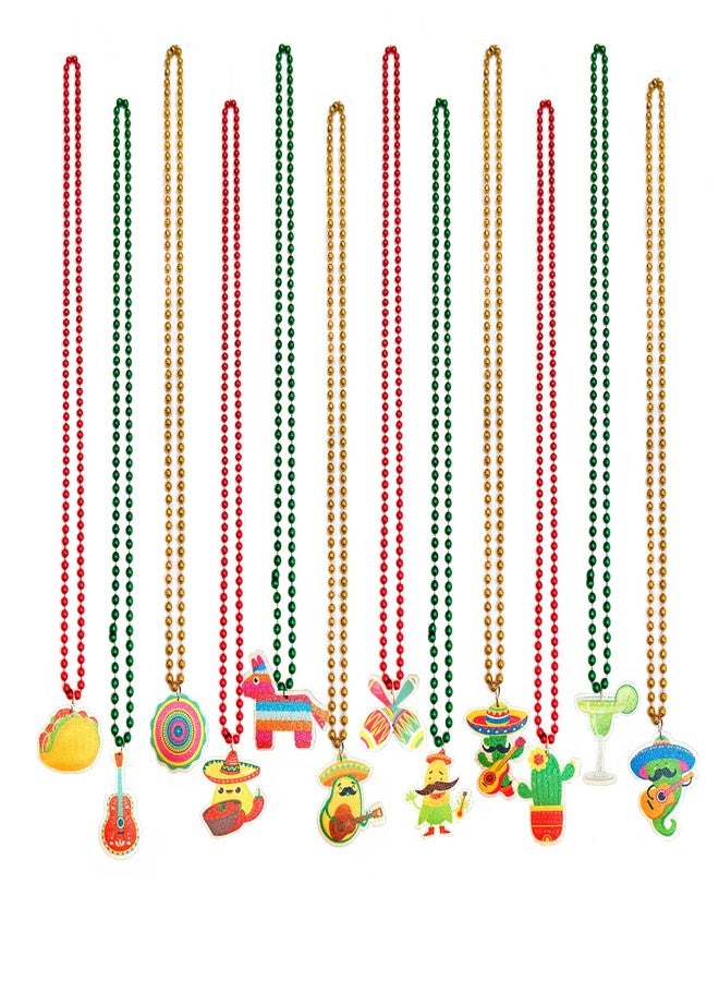 Becfupo 12 Pcs Cinco De Mayo Fiesta Beads Necklaces, Mexican Themed Party Beaded Necklaces For Mexican Fiesta Party Birthday Wedding Decoration - Image 2