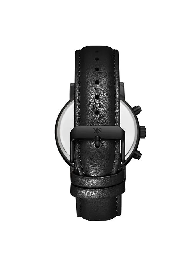 KENNETH SCOTT Men's Leather  Analog Watch K24119-BLBB - 44 mm