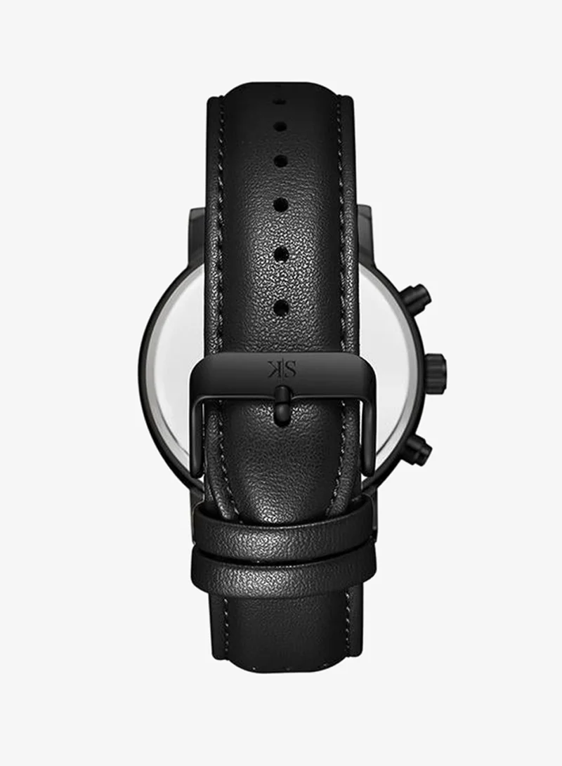 Kenneth Scott black Men's Leather  Analog Watch K24119-BLBB - 44 mm for Men | Best Price UAE