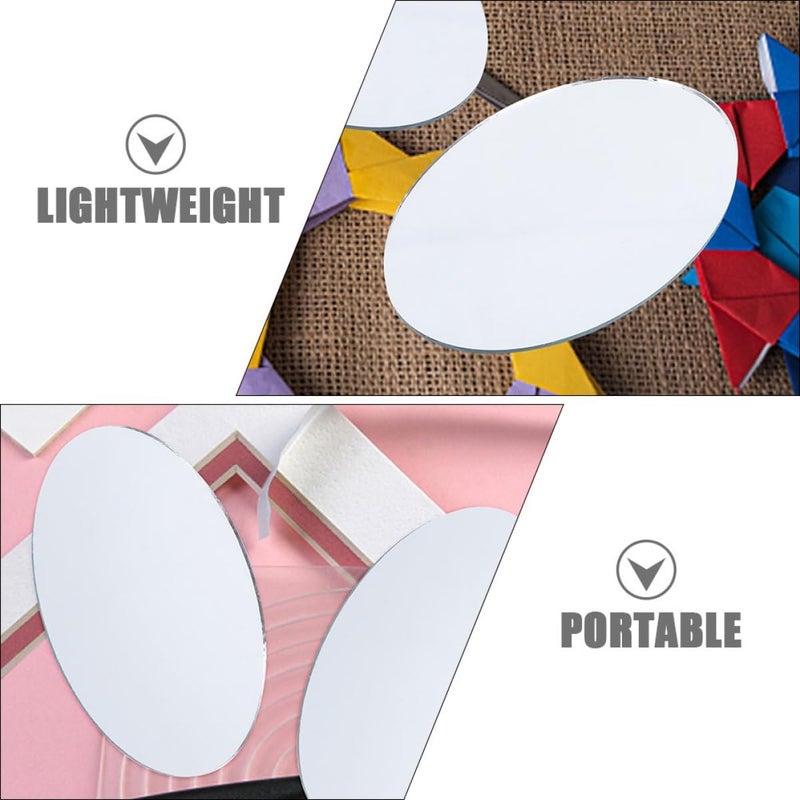 SMASOLO 10Pcs Small Oval Glass Mirror Sheets for Crafts Cosmetic DIY, Flat Glass Mirrors for Home Wall Decorations and Wedding Centerpieces - Image 5