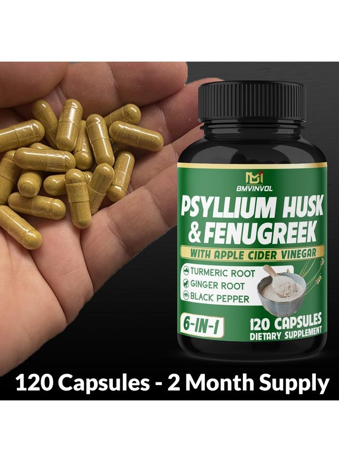 BMVINVOL BMVINVOL 6in1 Psyllium Husk, Fenugreek, Apple Cider Vinegar, Turmeric, Ginger, Black Pepper - Soluble Fiber for Supports Digestive Health & Regularity - 120 Capsules [2-Month Supply] - Image 3