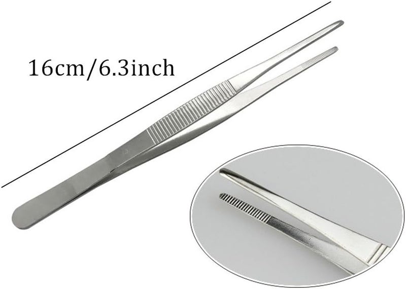 FRUTA 3-Piece Stainless Steel Precision Tweezers Set, 6.3 Inch Multi-Purpose Cooking Tweezers for Culinary, Medical, Beauty, Electronics, Craft, Jewelry, Watch, Laboratory, Reptile Feeding - Image 2