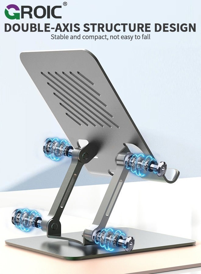 GROIC Swivel Tablet Stand, Aluminum iPad Stand with 360 Rotating Base, Adjustable & Foldable Holder, Compatible iPad/Pro/Air/Mini, Tablets, iPhone 15 Pro, Switch and More 4.7"-12.9" - Image 5