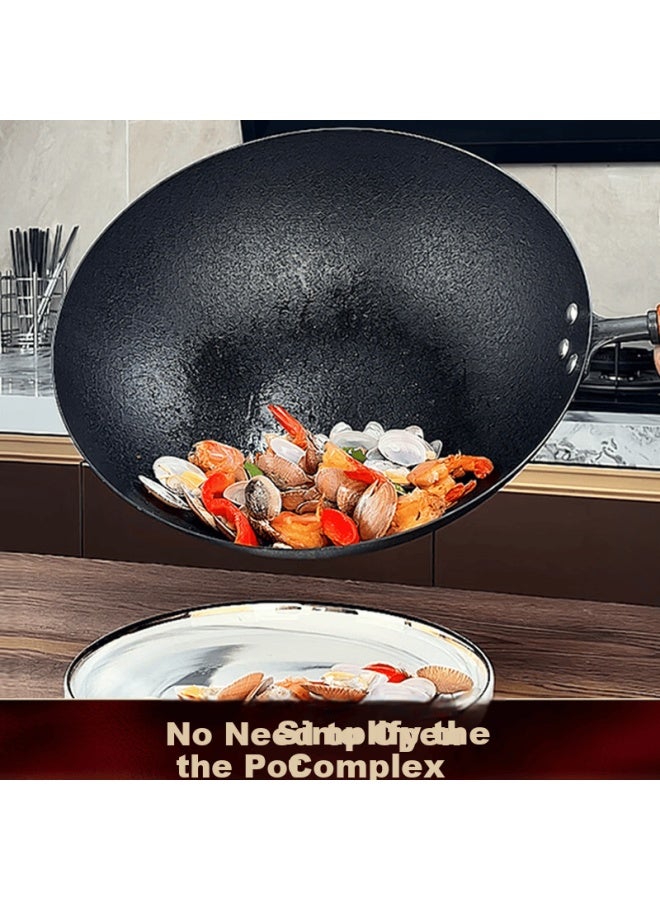Ssn Iron Wok Non-coated Cast Iron Home Cooking Frying Pan 32cm Gas Stove Compatible - Image 3