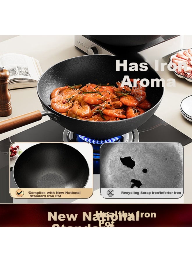 Ssn Iron Wok Non-coated Cast Iron Home Cooking Frying Pan 32cm Gas Stove Compatible - Image 1