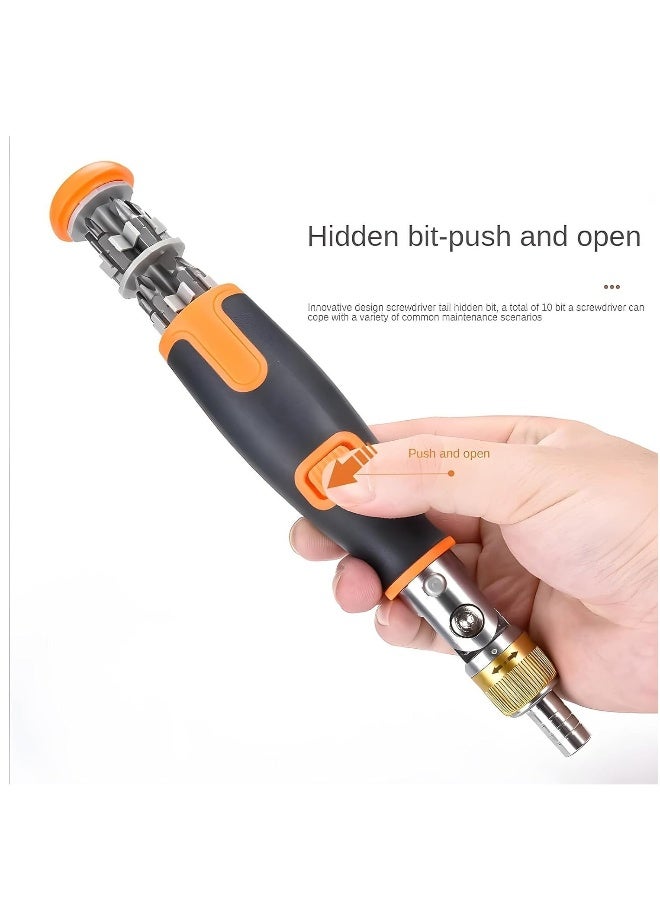 Ratcheting Screwdriver, 10 in 1 Multi-angle Ratchet Screwdriver Professional Tools, 180° Multi-angle Rotation Screwdriver, Screwdriver Set A Great Screwdriver Solves Most Repair/Disassembly Problems - Image 4