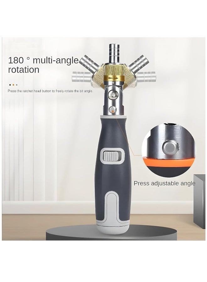 Ratcheting Screwdriver, 10 in 1 Multi-angle Ratchet Screwdriver Professional Tools, 180° Multi-angle Rotation Screwdriver, Screwdriver Set A Great Screwdriver Solves Most Repair/Disassembly Problems - Image 3