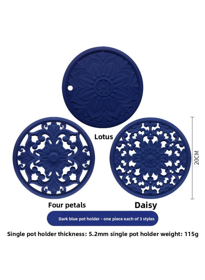 Chinese Classical Heat Insulation Mat Hollow Silicone Sand Pot Mat High Temperature Resistant Food Mat Bowl Mat Plate Mat Dining Table Anti-perm Mat 