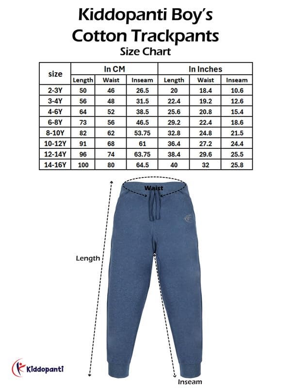 KiddoPanti 100% Cotton Track Pants for Boys & Girls | Soft Single Jersey Fabric | Elastic Waist with Drawcord | Full Length with Rib Hem & Pockets | Joggers and Lowers for Kids, Jet Black - 3-4Y - Image 5