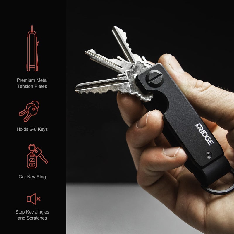 The Ridge The Ridge Key Organizer - Compact Metallic Key Holder | Minimalist Innovative Keyholder | Smart Keychain Secures 2-6 Keys (Aluminum Black)  - Image 3