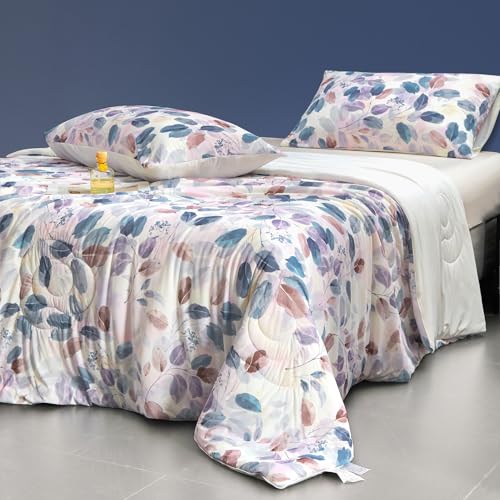 LLanCL Floral Print Cooling Blankets for Hot Sleepers Cool Like Ice Cream Blanket for Summer Lightweight DoubleSided Cooling Comforter Quilt Throw Size 47 x 59 Blue - Image 3