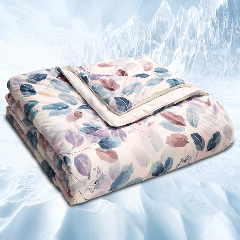 LLanCL Floral Print Cooling Blankets for Hot Sleepers Cool Like Ice Cream Blanket for Summer Lightweight DoubleSided Cooling Comforter Quilt Throw Size 47 x 59 Blue - Image 2