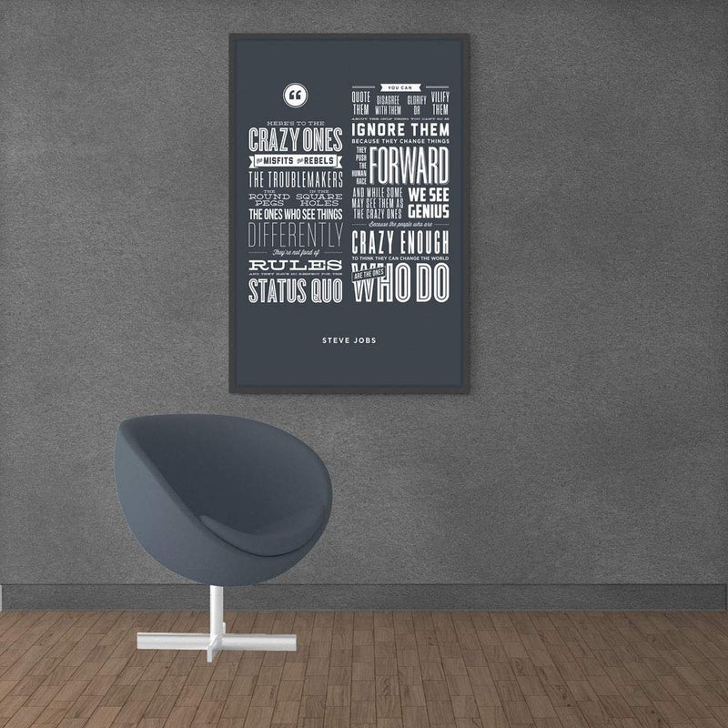 Inephos Framed, Laminated, Wood Steve Jobs Heres to The Crazy Ones Inspirational Poster Print (White, Size: 8 X 12 inch) - Image 4