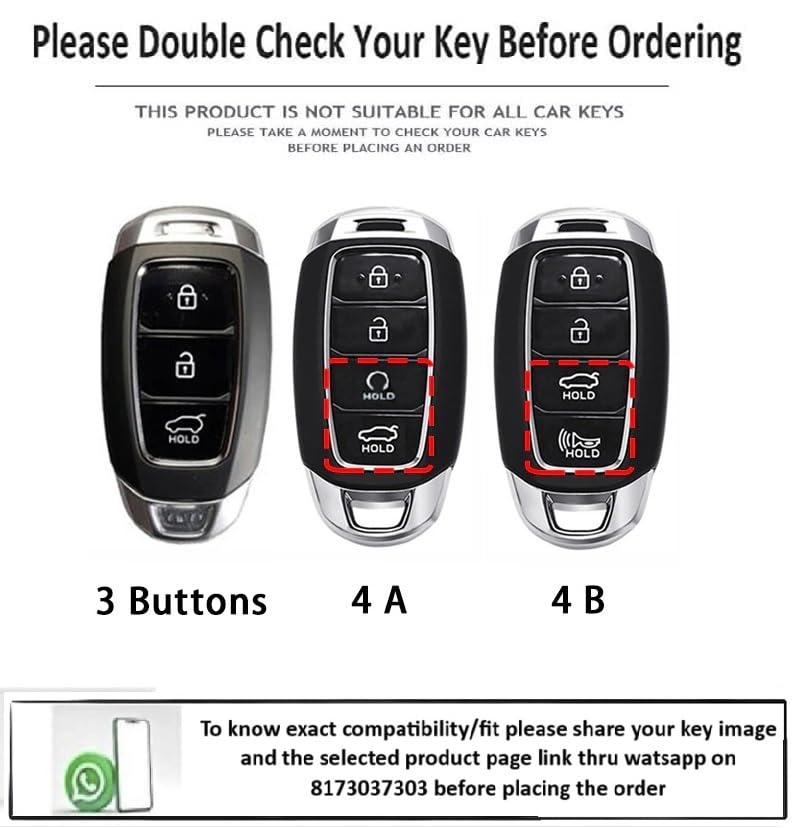 JVCV® 2 Pack Soft TPU Transparent Black Key Cover Compatible with Hyundai Verna i20 N Line Smart Key | Anti-Scratch Slim Fit Case | Shockproof Protection (Transparent Black) - Image 2