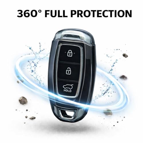 JVCV® 2 Pack Soft TPU Transparent Black Key Cover Compatible with Hyundai Verna i20 N Line Smart Key | Anti-Scratch Slim Fit Case | Shockproof Protection (Transparent Black) - Image 5