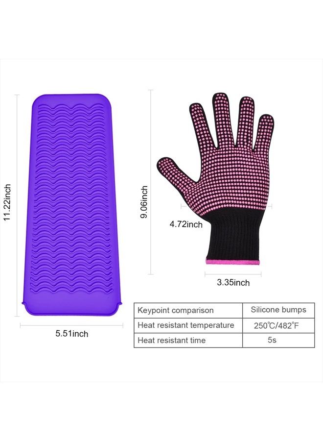IKOCO Heat Gloves for Hair Styling, 2Pcs Heat Resistant Gloves with Silicone Mat Pouch for Curling Iron, Flat Iron, Straightener, Hot Hair Tools - Image 4