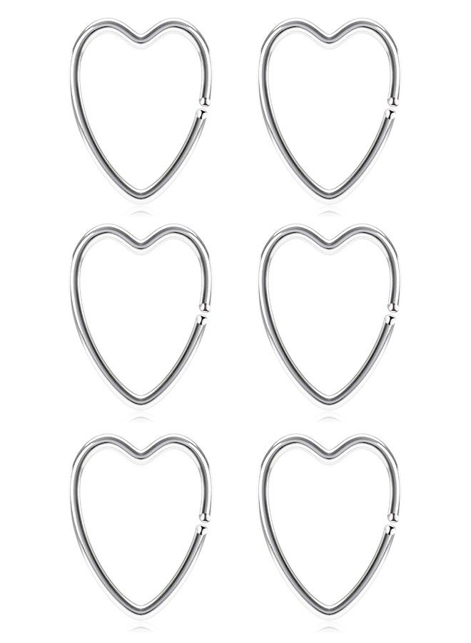 Vcmart Daith Rook Snug Tragus Piercing Earrings Stainless Steel 20G Heart-Shaped Ear Cartilage Ring Body Jewelry 3/8in(10mm)