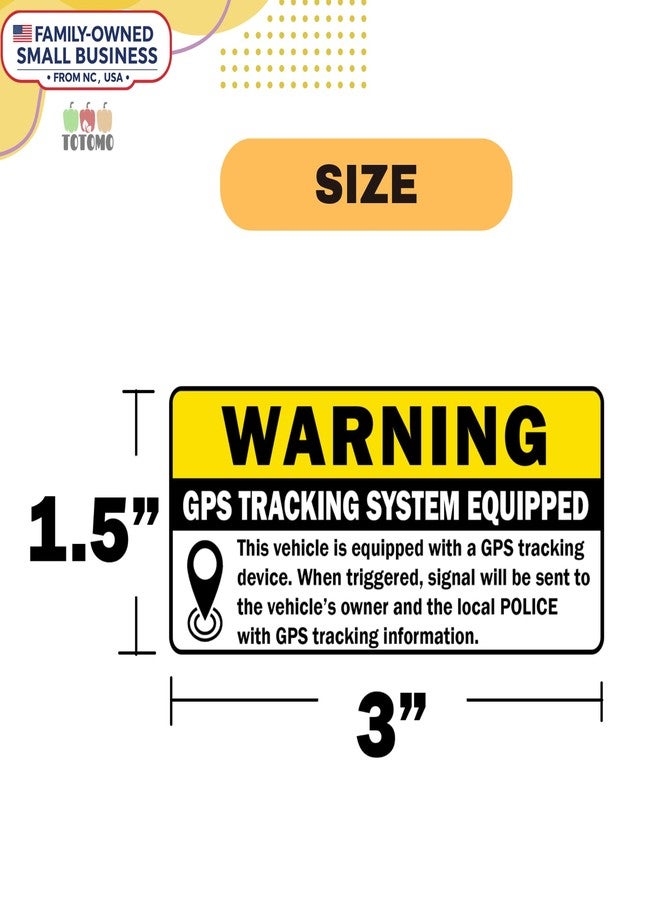 TOTOMO 8pc GPS Tracking Sticker Anti-Theft Car Vehicle Warning Sign - 3" x 1.5" Self Adhesive Sign (4pc Front Adhesive + 4pc Back Adhesive Stickers) - Image 3