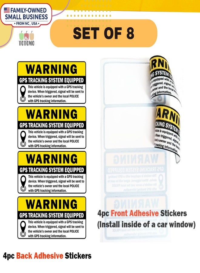 TOTOMO 8pc GPS Tracking Sticker Anti-Theft Car Vehicle Warning Sign - 3" x 1.5" Self Adhesive Sign (4pc Front Adhesive + 4pc Back Adhesive Stickers) - Image 2