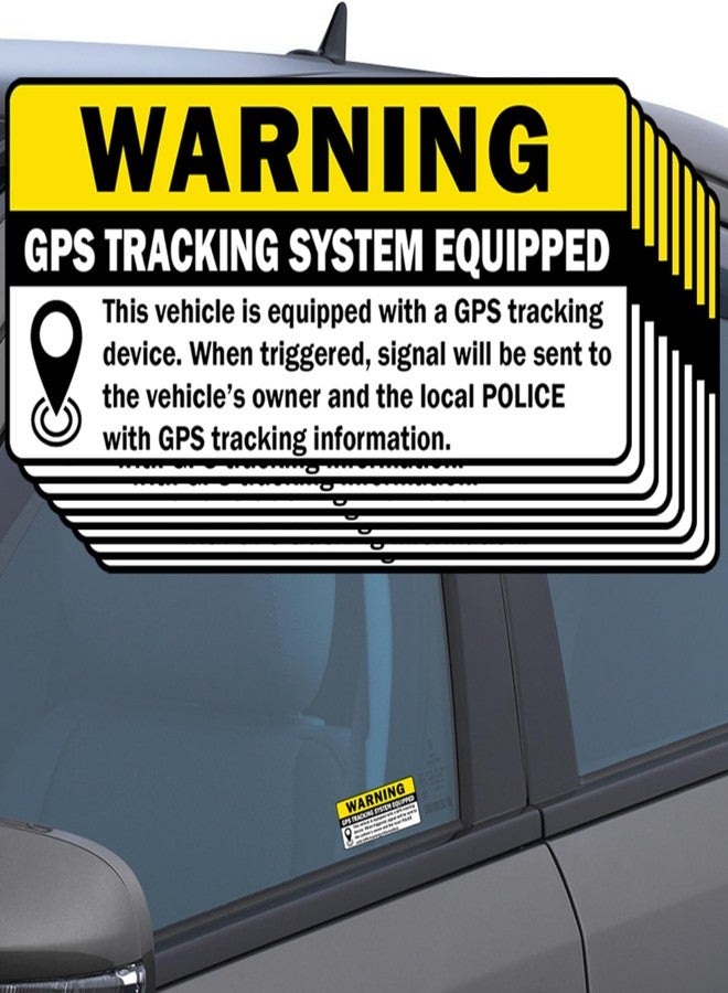 TOTOMO 8pc GPS Tracking Sticker Anti-Theft Car Vehicle Warning Sign - 3" x 1.5" Self Adhesive Sign (4pc Front Adhesive + 4pc Back Adhesive Stickers) - Image 1