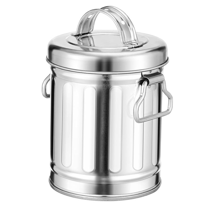 ساحة رماد حديدية مجلفنة كلاسيكية مع غطاء، دلو بأسلوب رجعي كبير السعة للاستخدام الداخلي والخارجي - Image 1