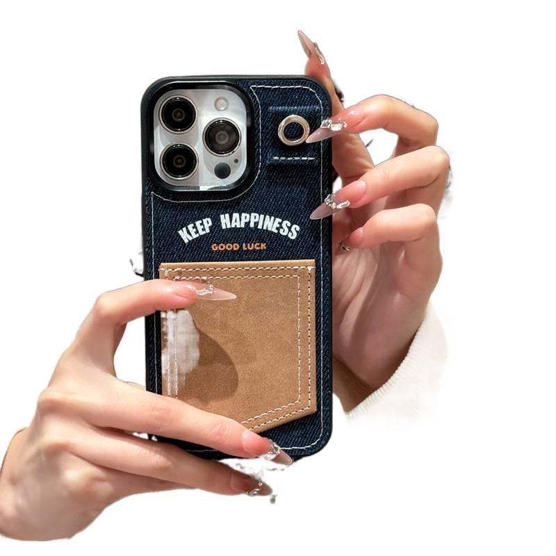 غطاء واقي | حامل بطاقات | حماية من السقوط | مقاوم للصدمات لـ iPhone 14 / 14 Plus / 14 Pro / 14 Pro Max | Denim Blue - Image 1