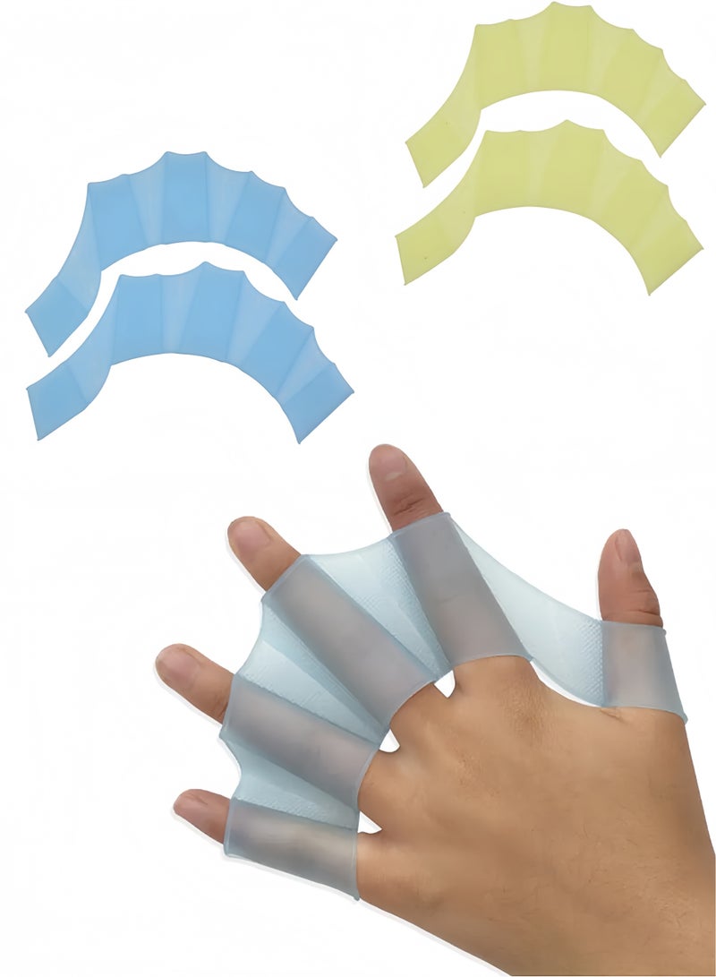 Generic 2 pairs of silicone swimming hand net silicone swimming equipment fins hand net flips for children and students snorkeling - Image 1