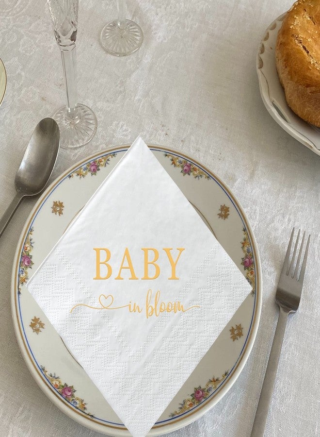 SWEETTALA Baby In Bloom Napkins Pack of 50 Baby Shower Cocktail Neutral Boy Girl Gender Reveal Paper Disposable Party Napkins Beverage Napkins 3 Ply - Image 5