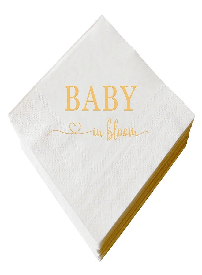 SWEETTALA Baby In Bloom Napkins Pack of 50 Baby Shower Cocktail Neutral Boy Girl Gender Reveal Paper Disposable Party Napkins Beverage Napkins 3 Ply - Image 1