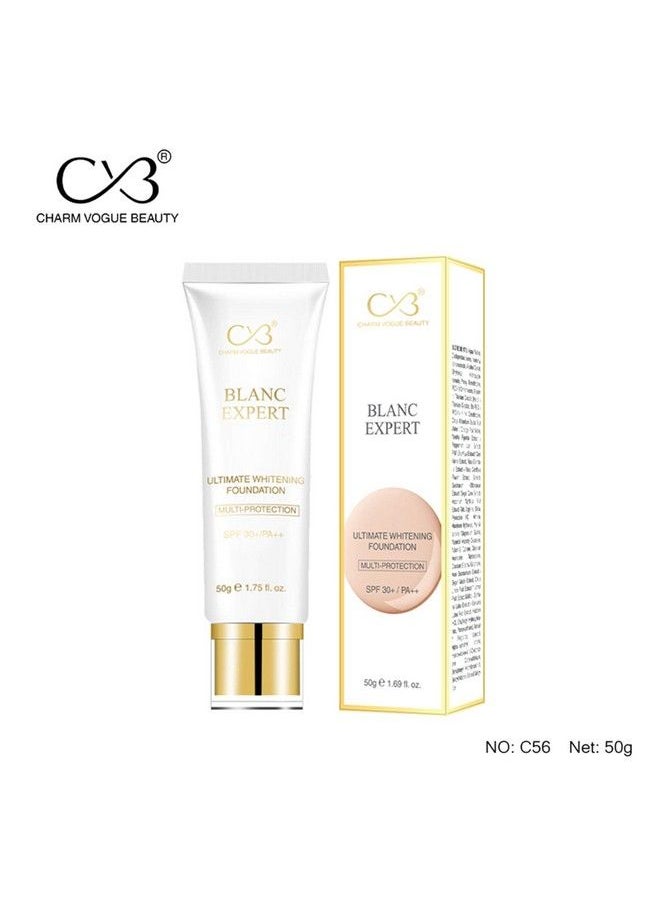 CVB - C56 Ultimate Whitening Foundation Multiprotection Spf 30+/Pa++ Sun Protection Antipollution Full Coverage Fluid Foundation (Shade 02 50G) - Image 1