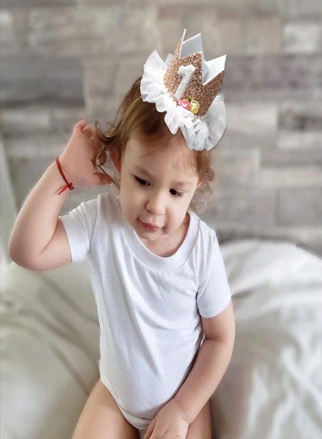 Agkvw Crown for Girls' First Birthday, Rose Gold 1st Birthday Hat, Flower Tutu Crown, Cake Smash Props, Decorations for Girls - Image 5
