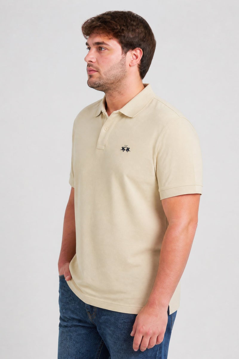 La Martina Men Regular Fit Embroidered Logo Short Sleeve Polo Shirt, Light Beige - Image 2