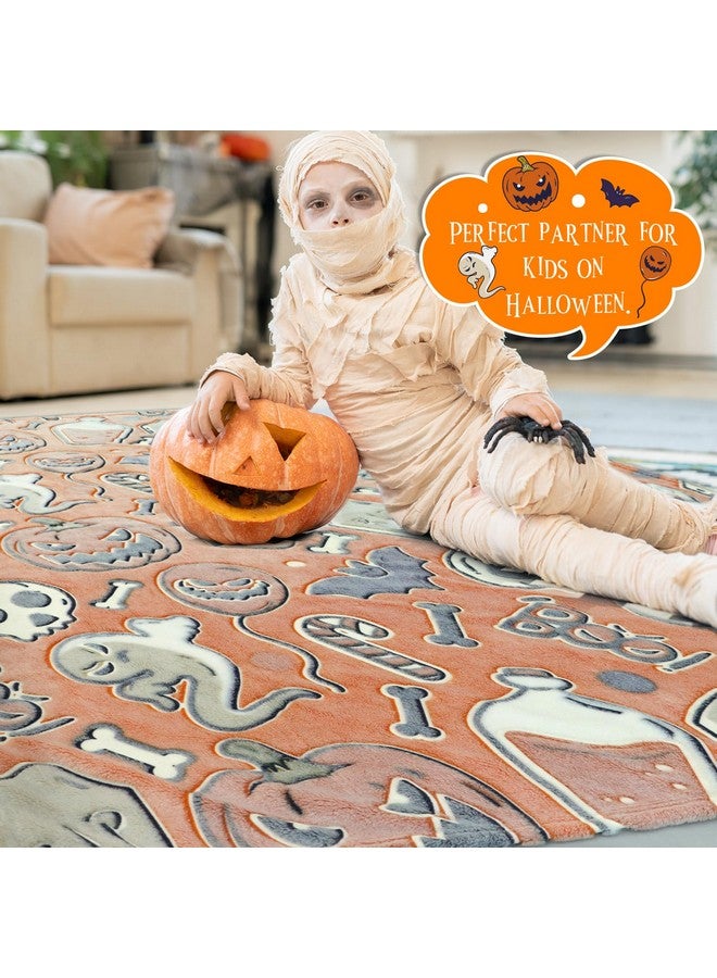 BORORO Halloween Blanket Pumpkin Plush Blanket Orange Soft Fleece Throw Blanket for Kids  - Image 2