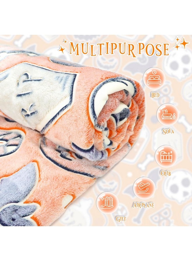BORORO Halloween Blanket Pumpkin Plush Blanket Orange Soft Fleece Throw Blanket for Kids  - Image 3