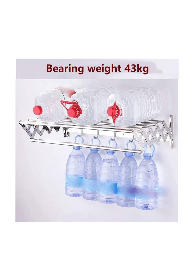 منشر ملابس مثبت على الحائط لتجفيف الملابس مقاوم للصدأ وقابل للسحب مثالي للشرفة أو الغسيل أو الحمام أو الفناء أو غرفة النوم بسعة 66 رطلاً (الحجم: 60 سم) (لون واحد 40 عملي) - Image 3