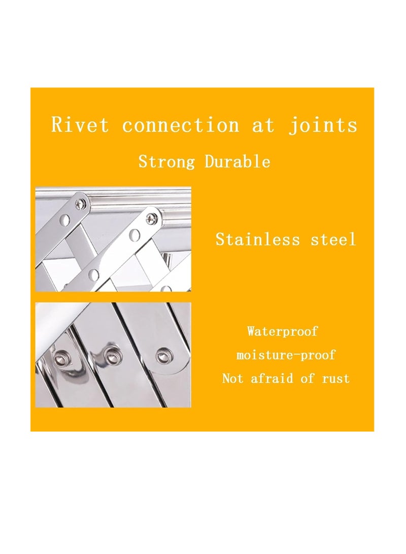 منشر ملابس مثبت على الحائط لتجفيف الملابس مقاوم للصدأ وقابل للسحب مثالي للشرفة أو الغسيل أو الحمام أو الفناء أو غرفة النوم بسعة 66 رطلاً (الحجم: 60 سم) (لون واحد 40 عملي) - Image 5