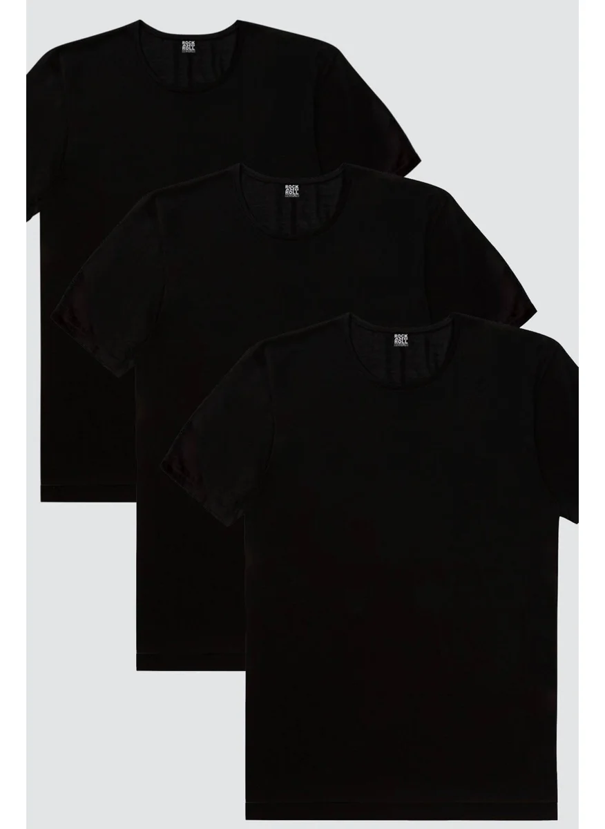 Rock&Roll Plain, Unprinted Black Men's 3-Piece Eco Pack T-Shirt