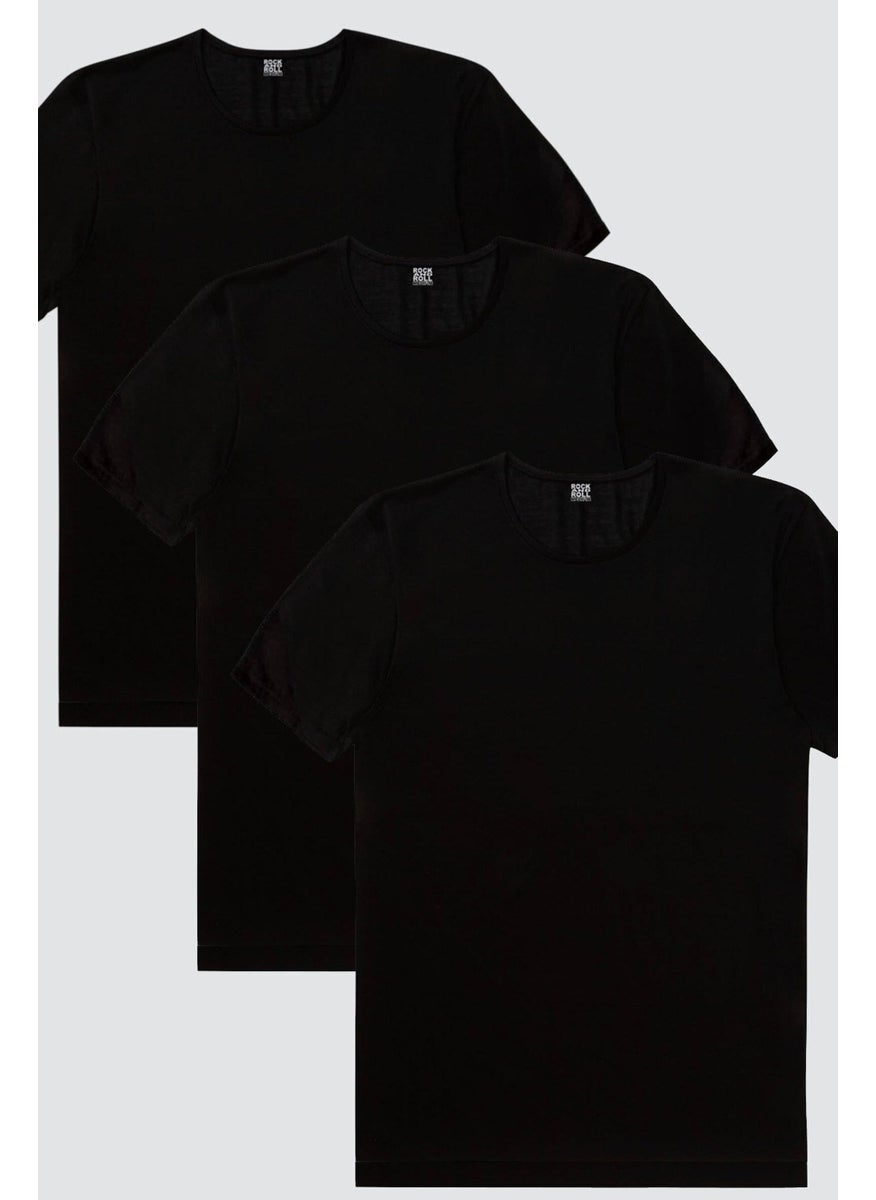 Rock&Roll Plain, Unprinted Black Men's 3-Piece Eco Pack T-Shirt  - Image 1