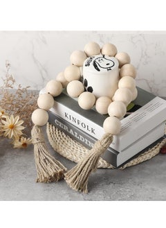 Generic 40Cm Large Wooden Bead Branch With 4Cm Diameter Beads, Natural Wooden Bead Decoration With Fringe For Coffee Table Home Decoration Multi Layer Wall Hanging  - Image 1