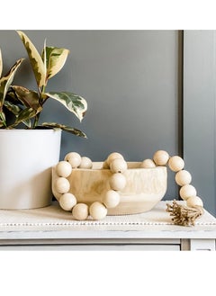 Generic 40Cm Large Wooden Bead Branch With 4Cm Diameter Beads, Natural Wooden Bead Decoration With Fringe For Coffee Table Home Decoration Multi Layer Wall Hanging  - Image 4
