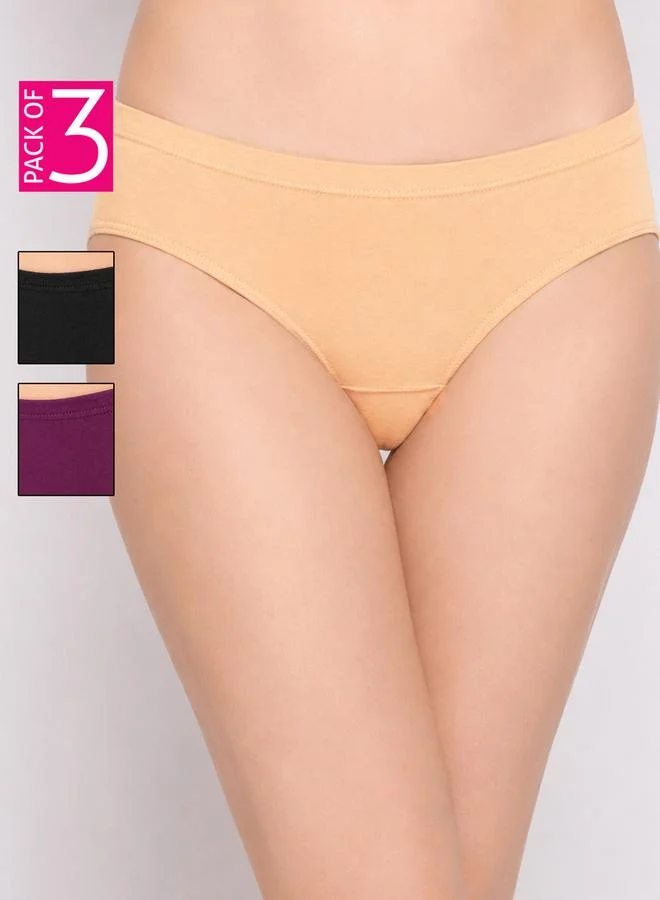 Clovia Pack of 3 - Mid Waist Hipster Panties