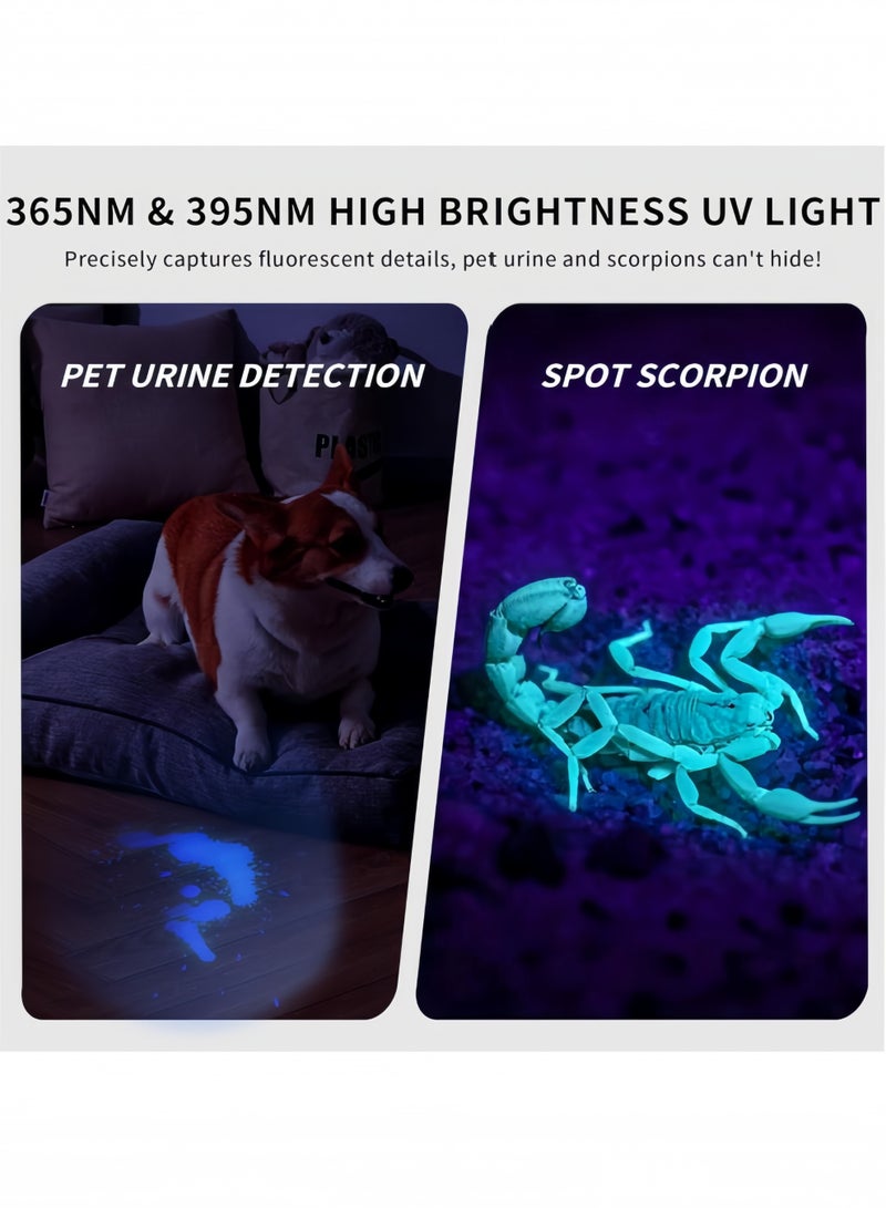 UV Torches Rechargeable USB Strong Ultraviolet LED Flashlights Flashlight Fluorescent Detection Lamp Ringworm Light Detector for Pet Urine or Stains Flurescent Uranium Glass Curing Resin - Image 5