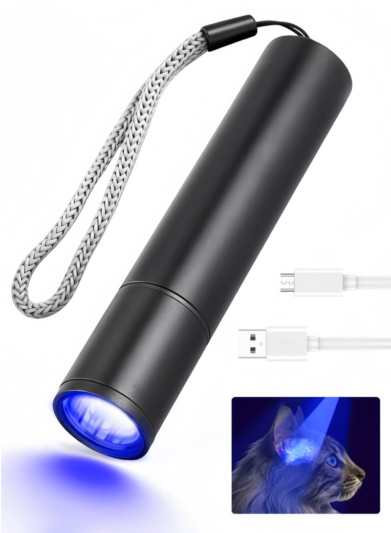 UV Torches Rechargeable USB Strong Ultraviolet LED Flashlights Flashlight Fluorescent Detection Lamp Ringworm Light Detector for Pet Urine or Stains Flurescent Uranium Glass Curing Resin - Image 1